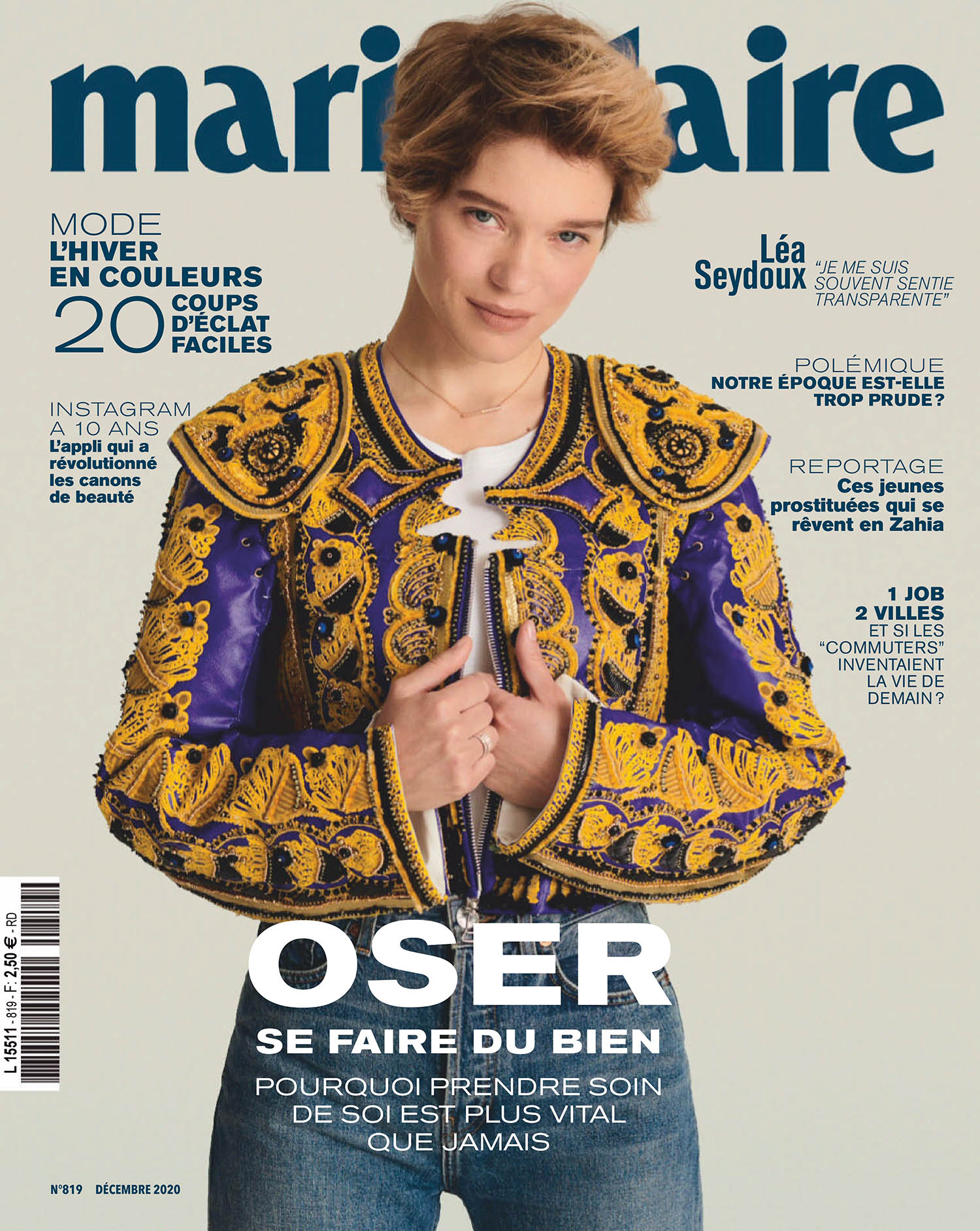 Léa Seydoux covers Marie Claire France December 2020 by Philip Gay