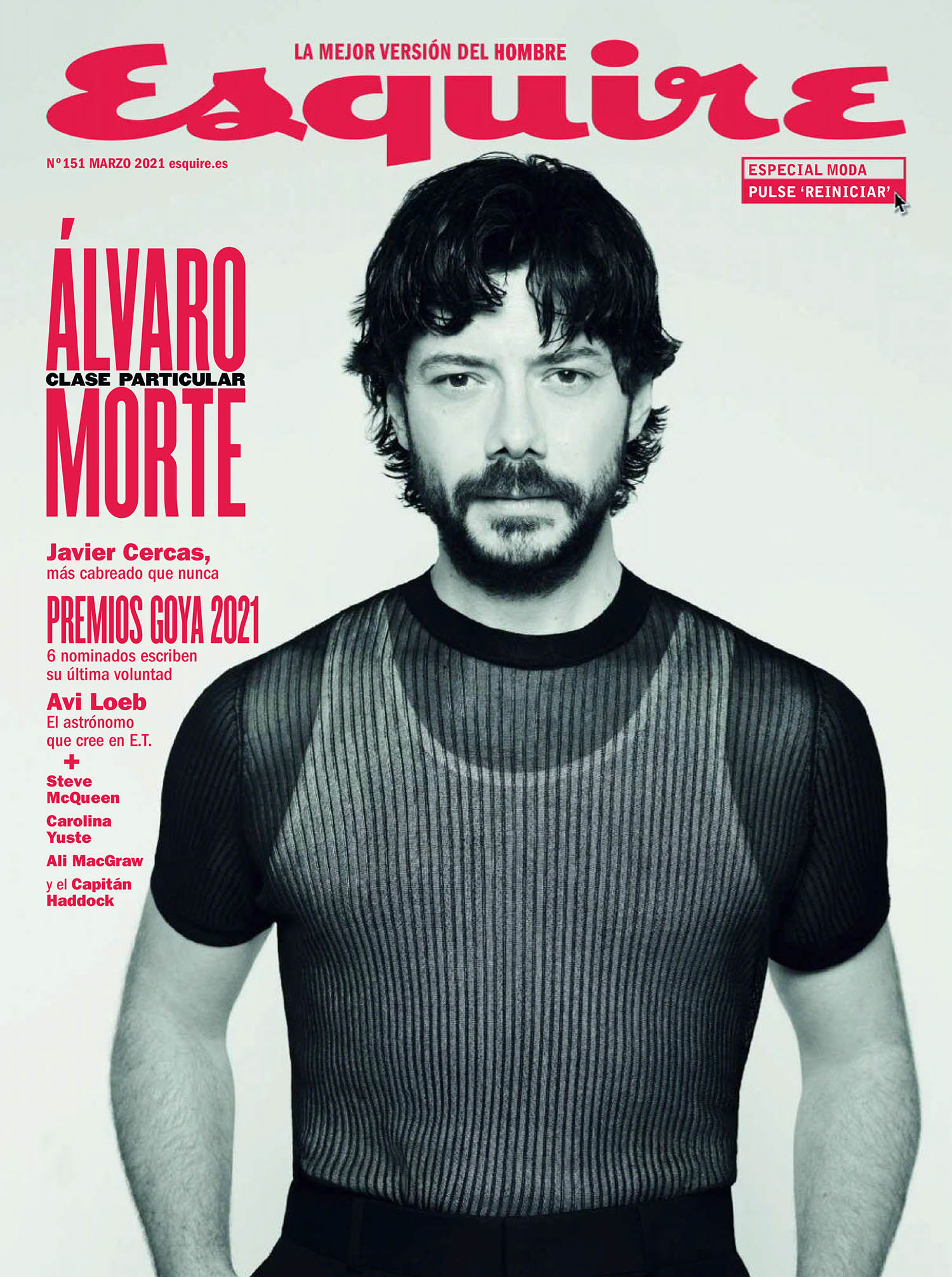 Álvaro Morte covers Esquire Spain March 2021 by Papo Waisman