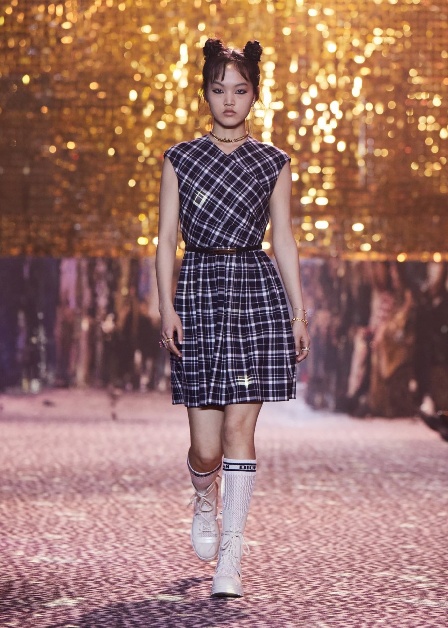 Christian Dior 2021aw CDボタン チェック ラップスカート