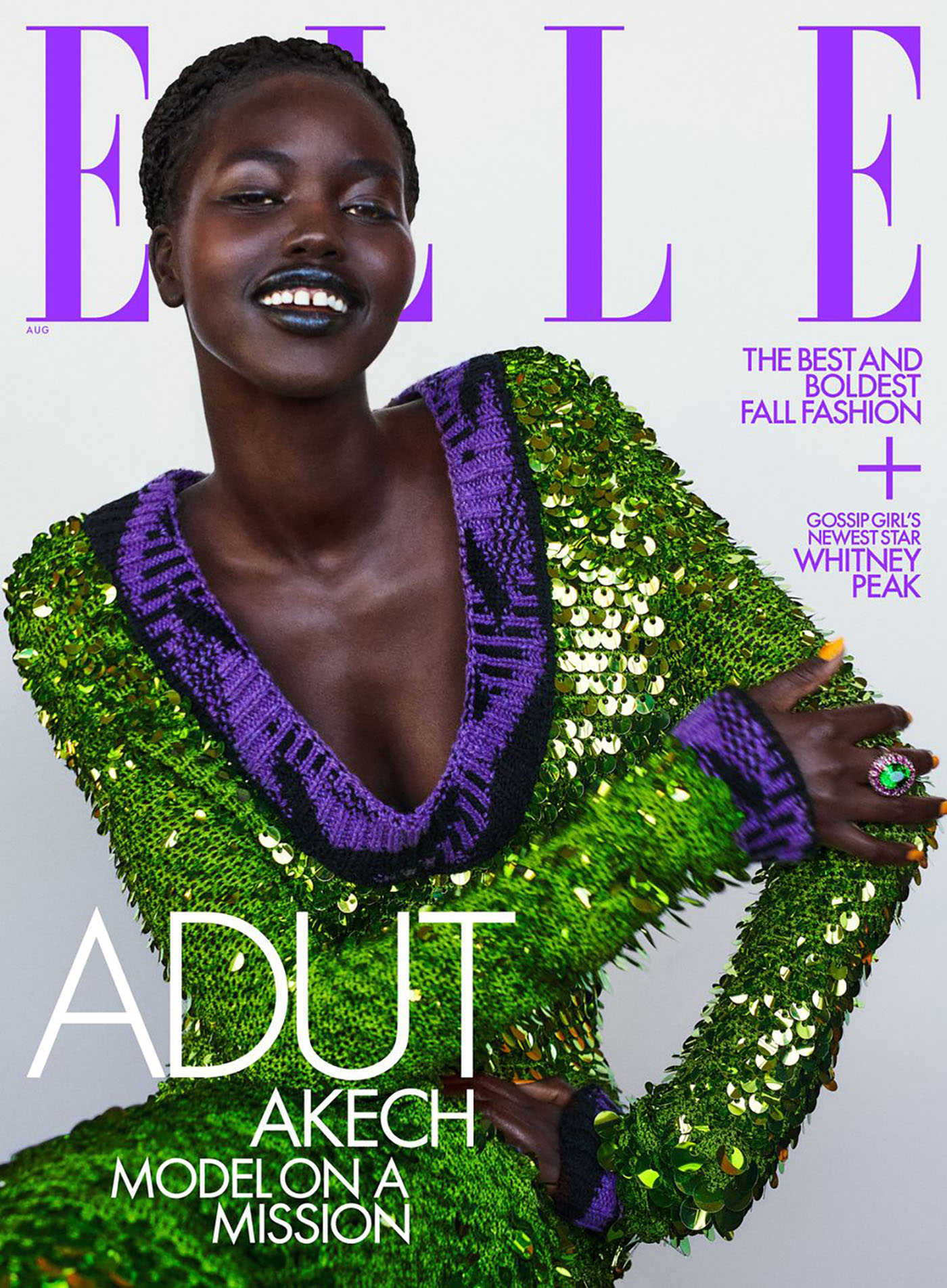 Adut Akech covers Elle US August 2021 by Chris Colls