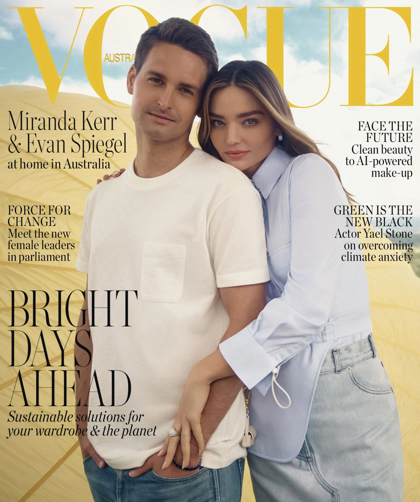 Miranda Kerr and Evan Spiegel cover Vogue Australia August 2022 by Isaac  Brown - fashionotography