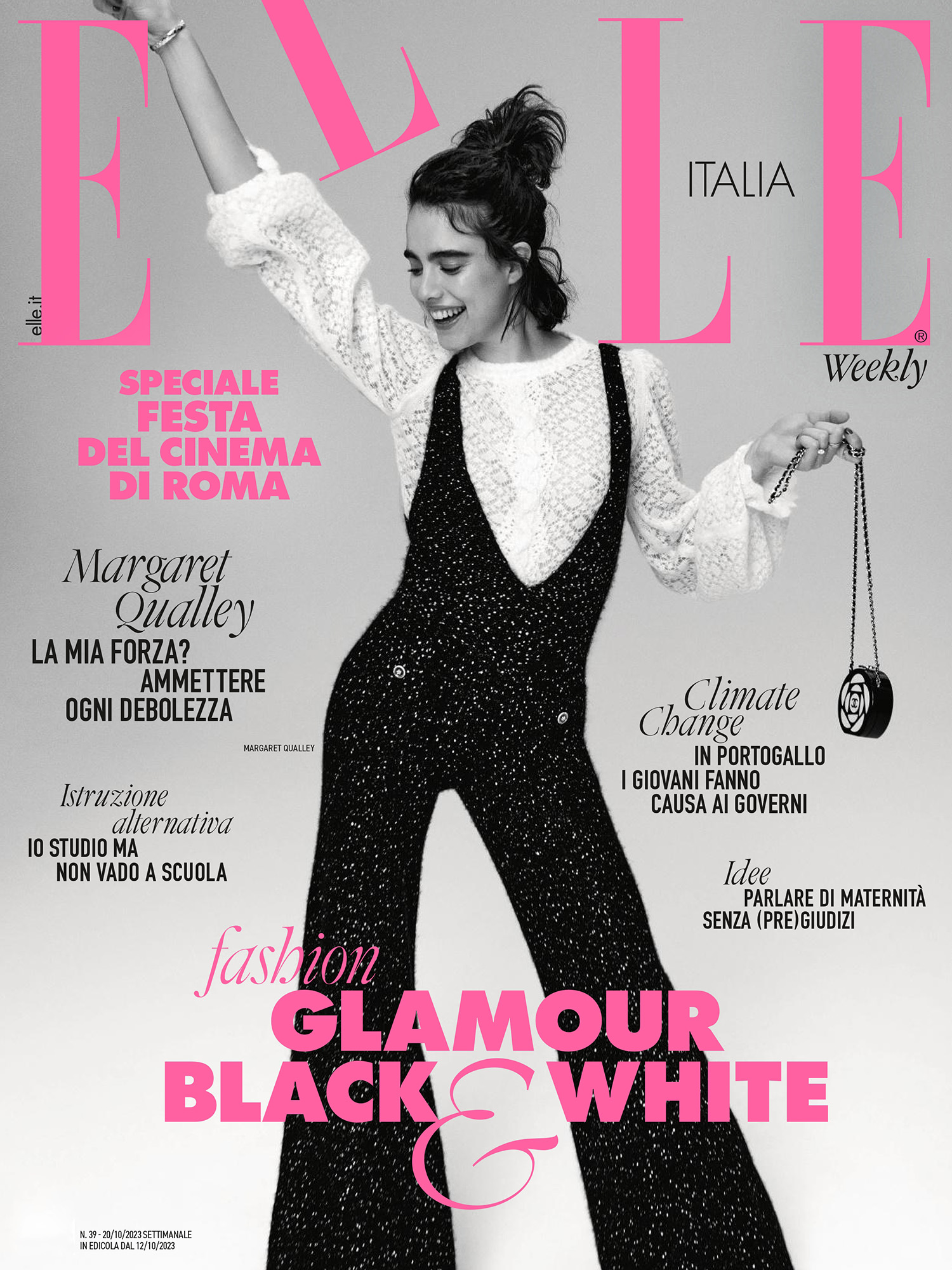 Margaret Qualley in Chanel on Elle Italia October 12th, 2023 by Cass Bird -  fashionotography
