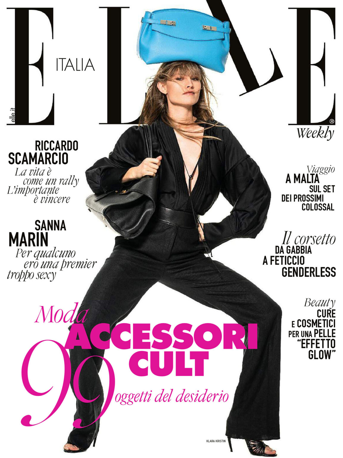 Klara Kristin in Ferragamo on Elle Italia March 14th, 2024 cover by ...