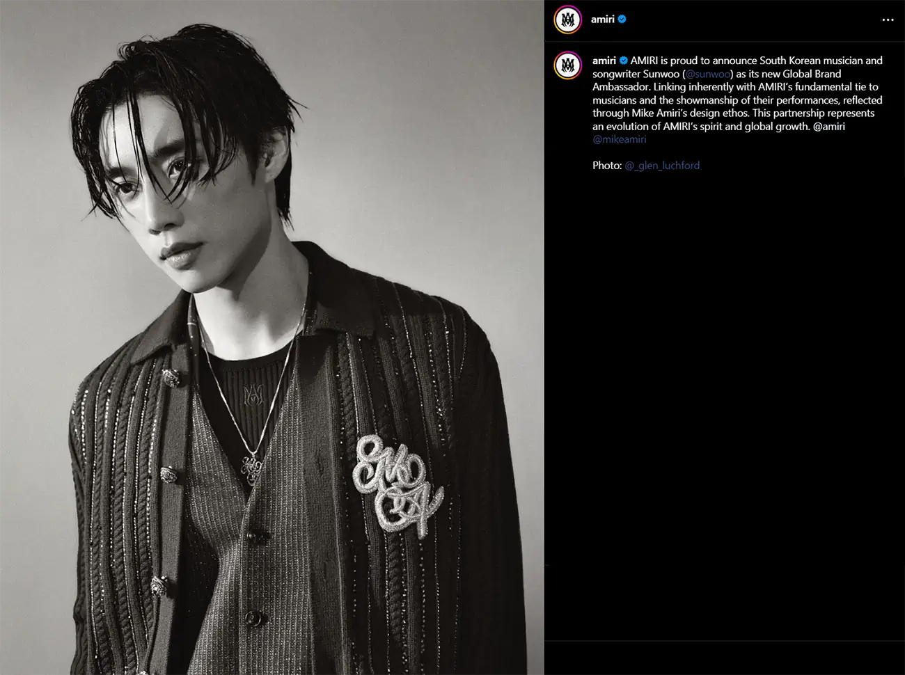 AMIRI taps THE BOYZ's Sunwoo as global ambassador