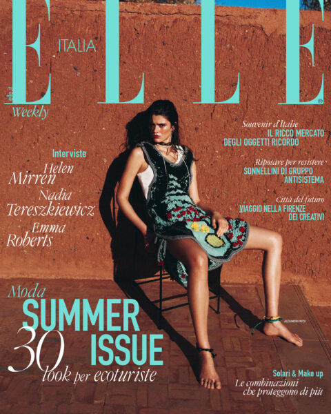 Alexandra Micu in Bottega Veneta on Elle Italia July 4th, 2024 cover by Adriano Russo