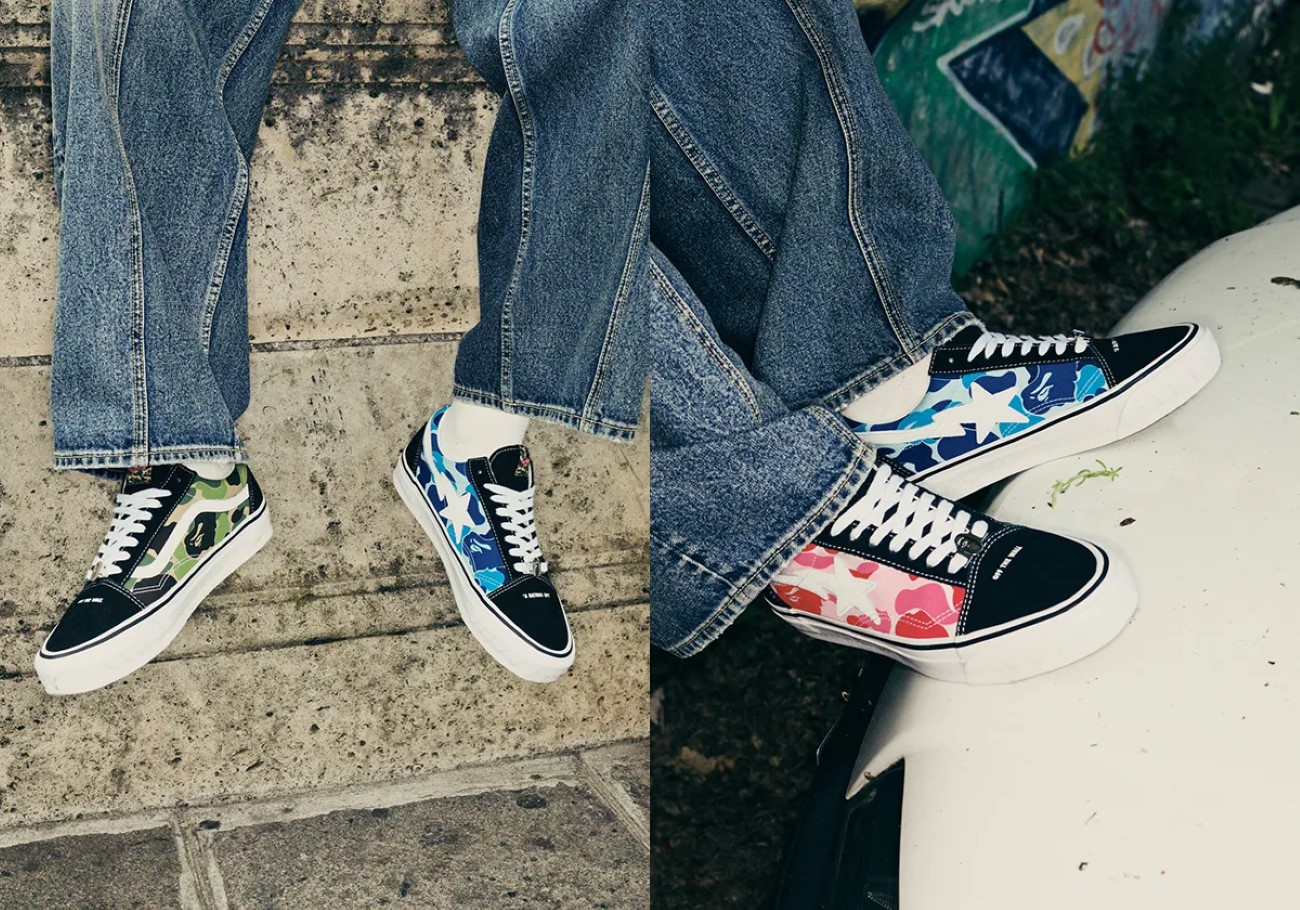 BAPE® and Vans drop Sk8-Mid & Old Skool with signature camouflage print