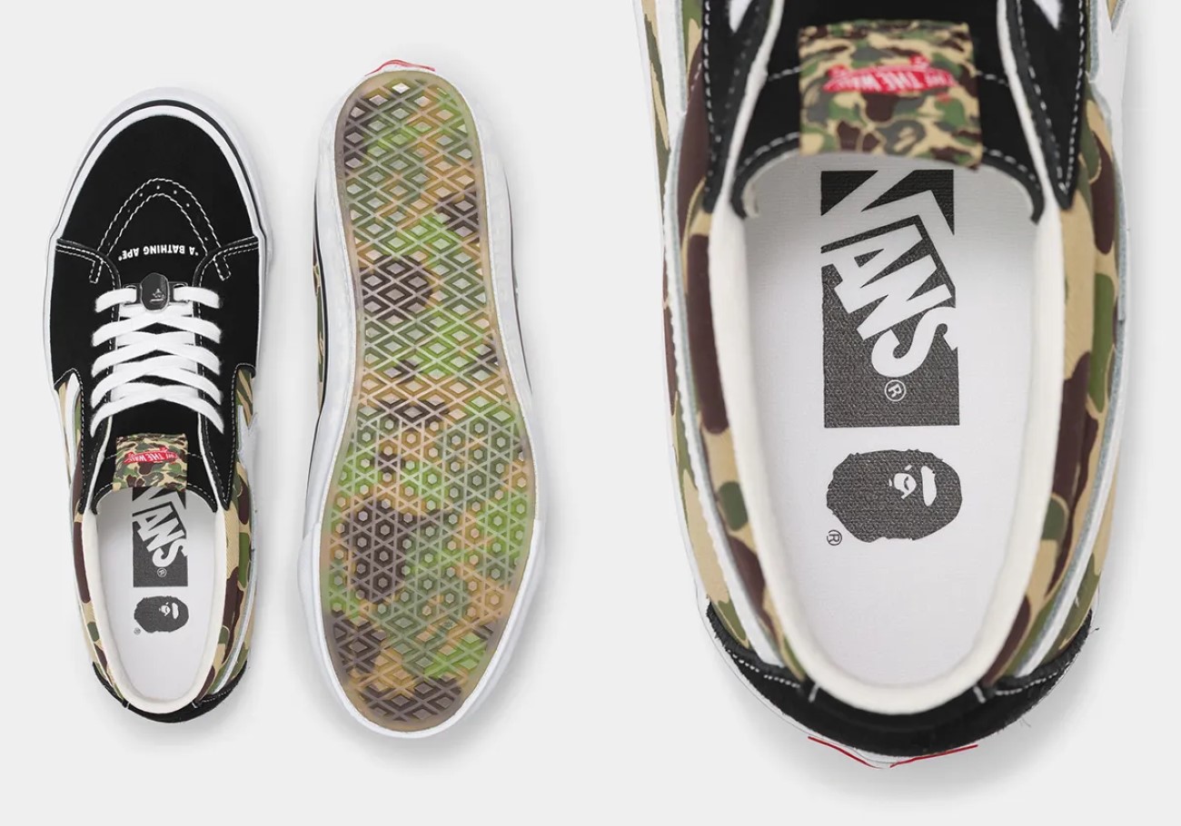 BAPE® and Vans drop Sk8-Mid & Old Skool with signature camouflage print