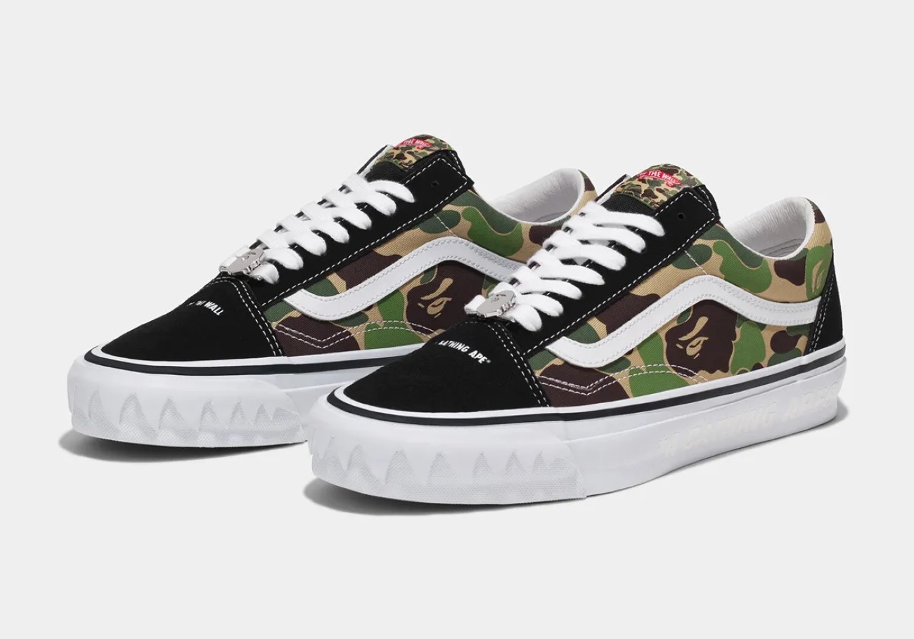 BAPE® and Vans drop Sk8-Mid & Old Skool with signature camouflage print