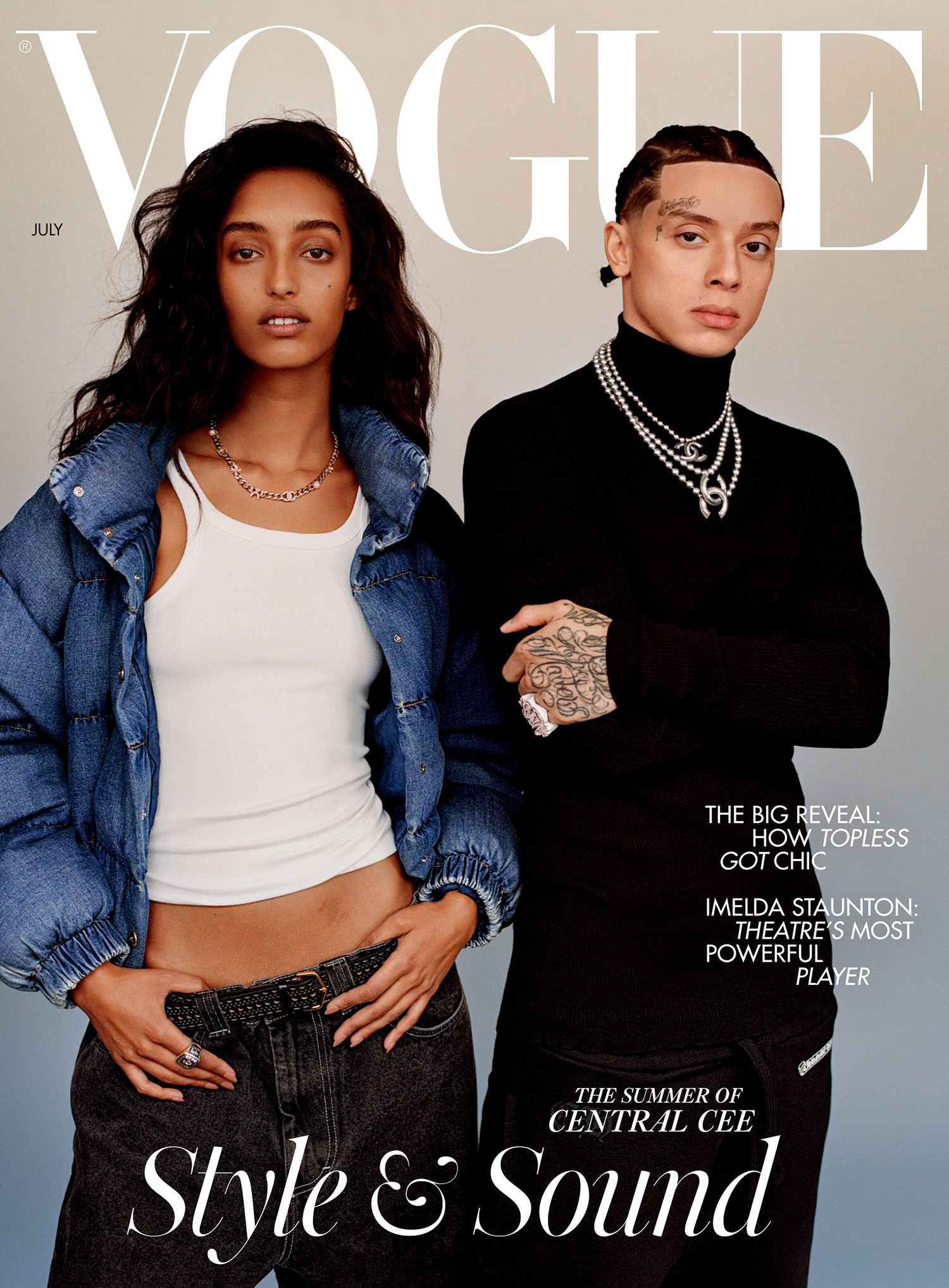 Central Cee and Mona Tougaard cover British Vogue July 2024 by Alasdair McLellan