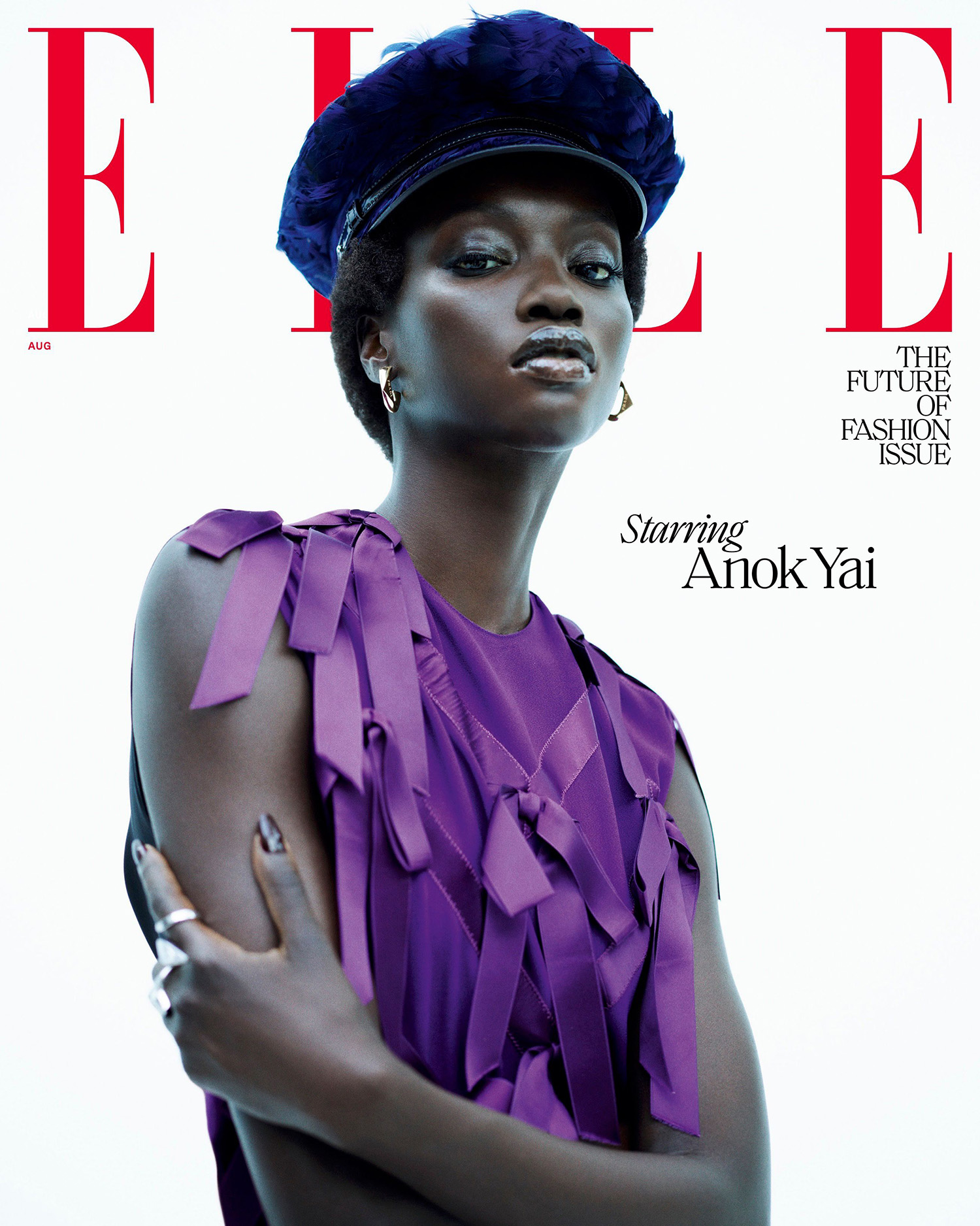 Anok Yai covers Elle US August 2024 by Mario Sorrenti