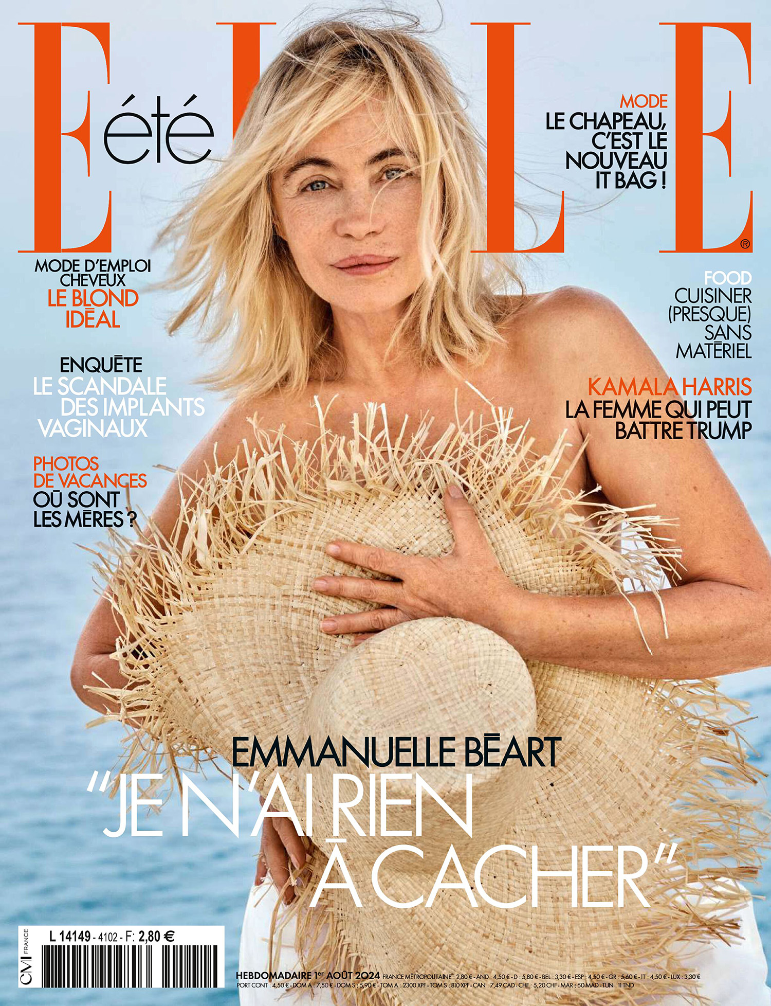 Emmanuelle Béart covers Elle France August 1st, 2024 by Jan Welters