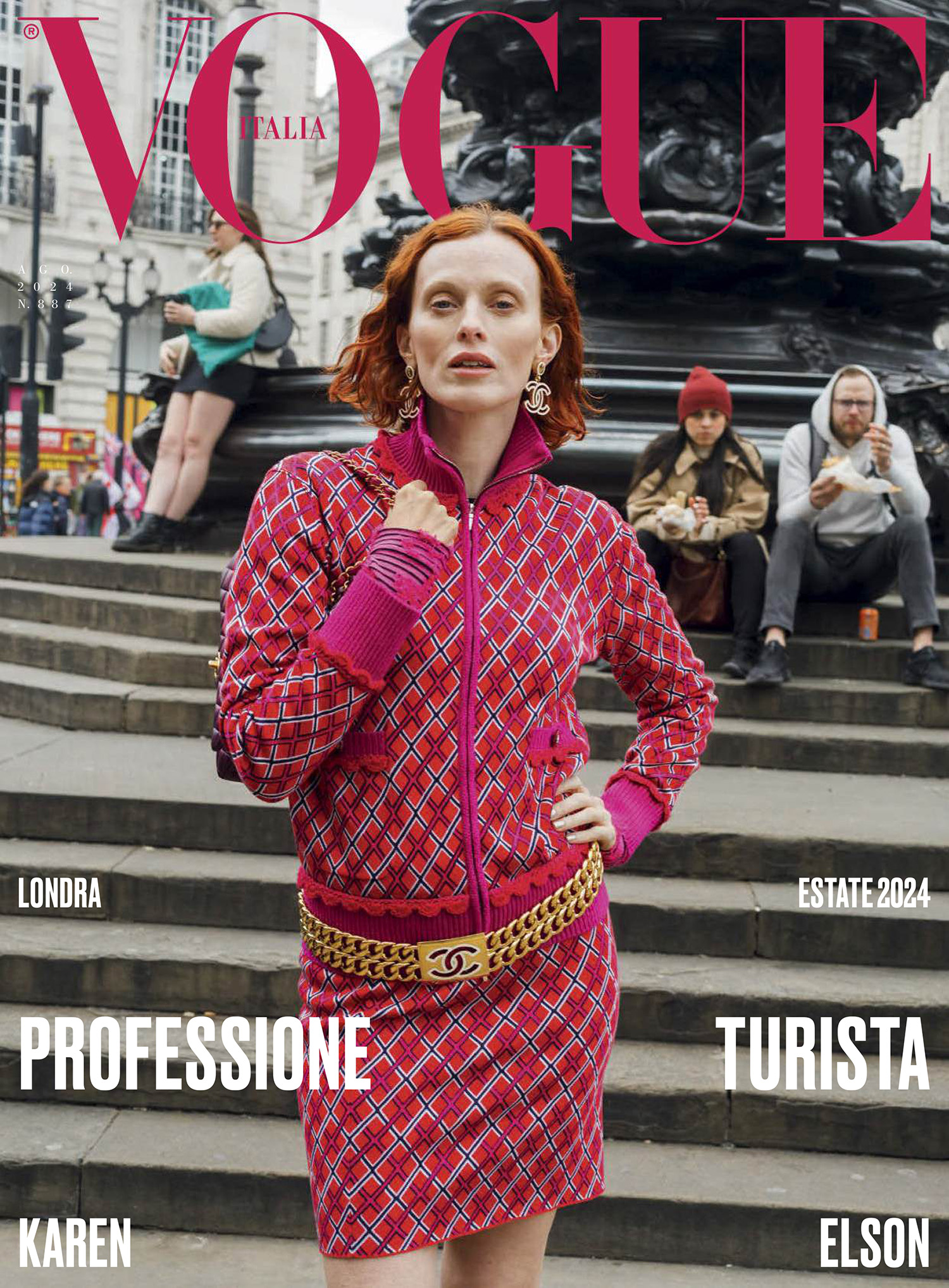 Karen Elson covers Vogue Italia August 2024 by Martin Parr