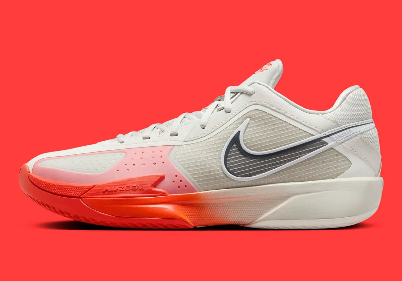 Nike Zoom GT Cut Cross drops in ‘’Light Grey/Bright Crimson’’ colorway