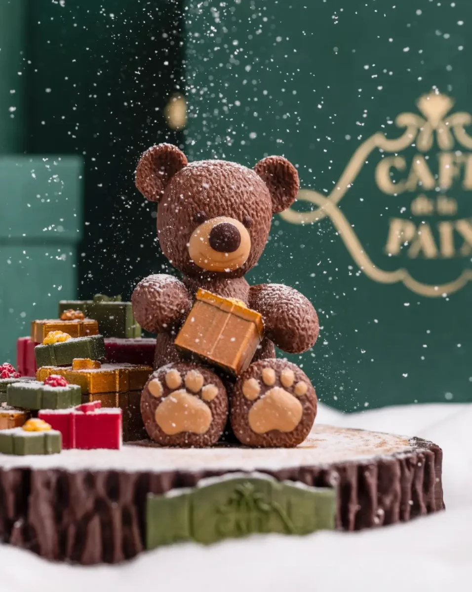 Café de la Paix unveils an enchanting Christmas log 2024: A teddy bear full of sweet surprises