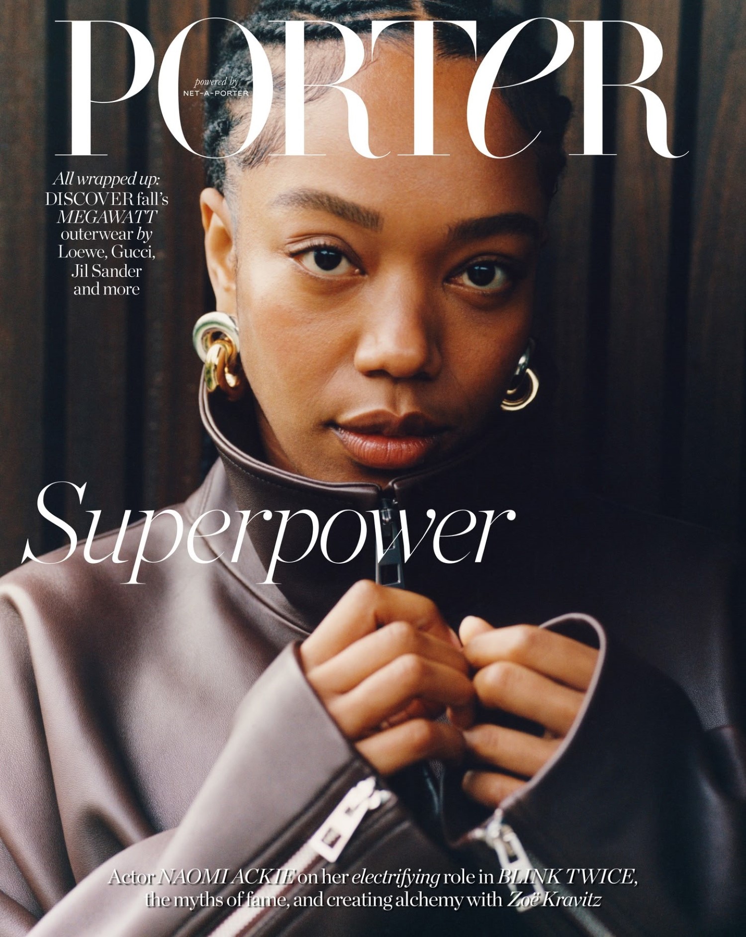 Naomi Ackie covers Porter Magazine October 30th, 2024 by Luca Campri