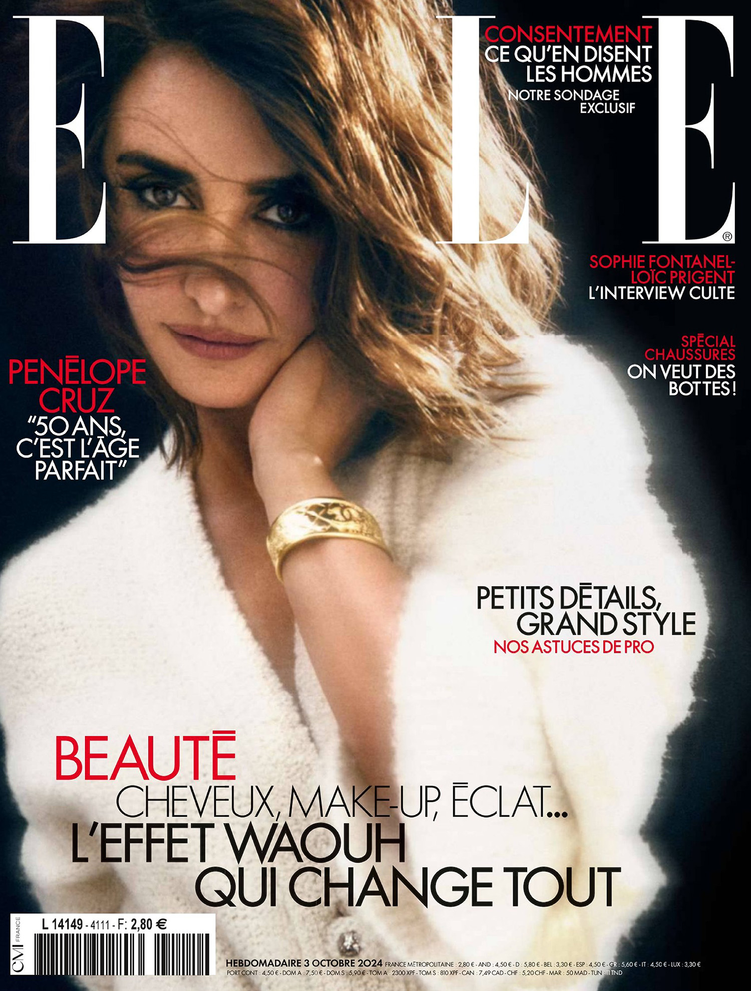 Penélope Cruz in Chanel on Elle France October 3rd, 2024 by Xavi Gordo