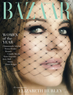 Elizabeth Hurley covers Harper’s Bazaar Spain December 2024 by Xavi Gordo