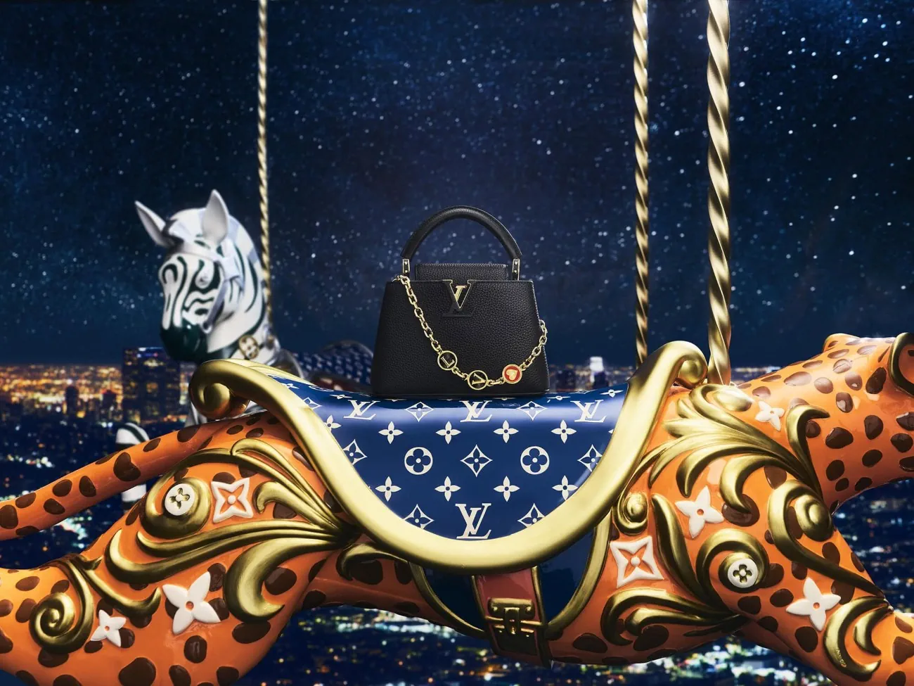 Louis Vuitton's dreamy Holiday 2024 campaign with magical carousel