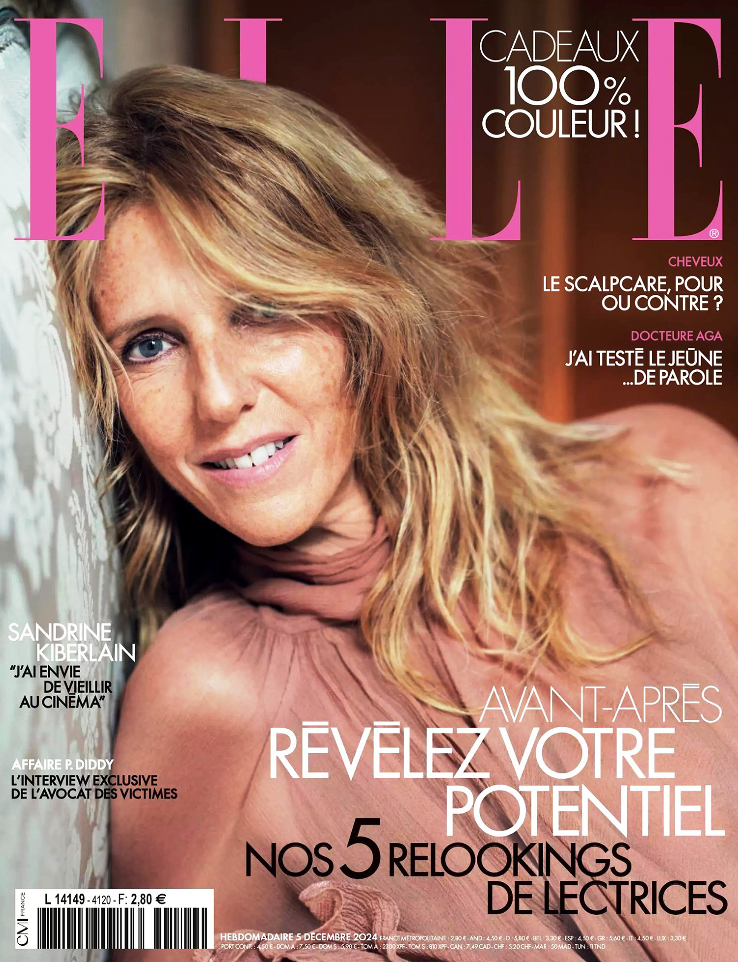 Sandrine Kiberlain covers Elle France December 5th, 2024 by Nathaniel Goldberg