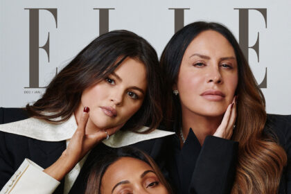 Selena Gomez, Zoe Saldana and Karla Sofía Gascón cover Elle US December 2024-January 2025 by Cass Bird