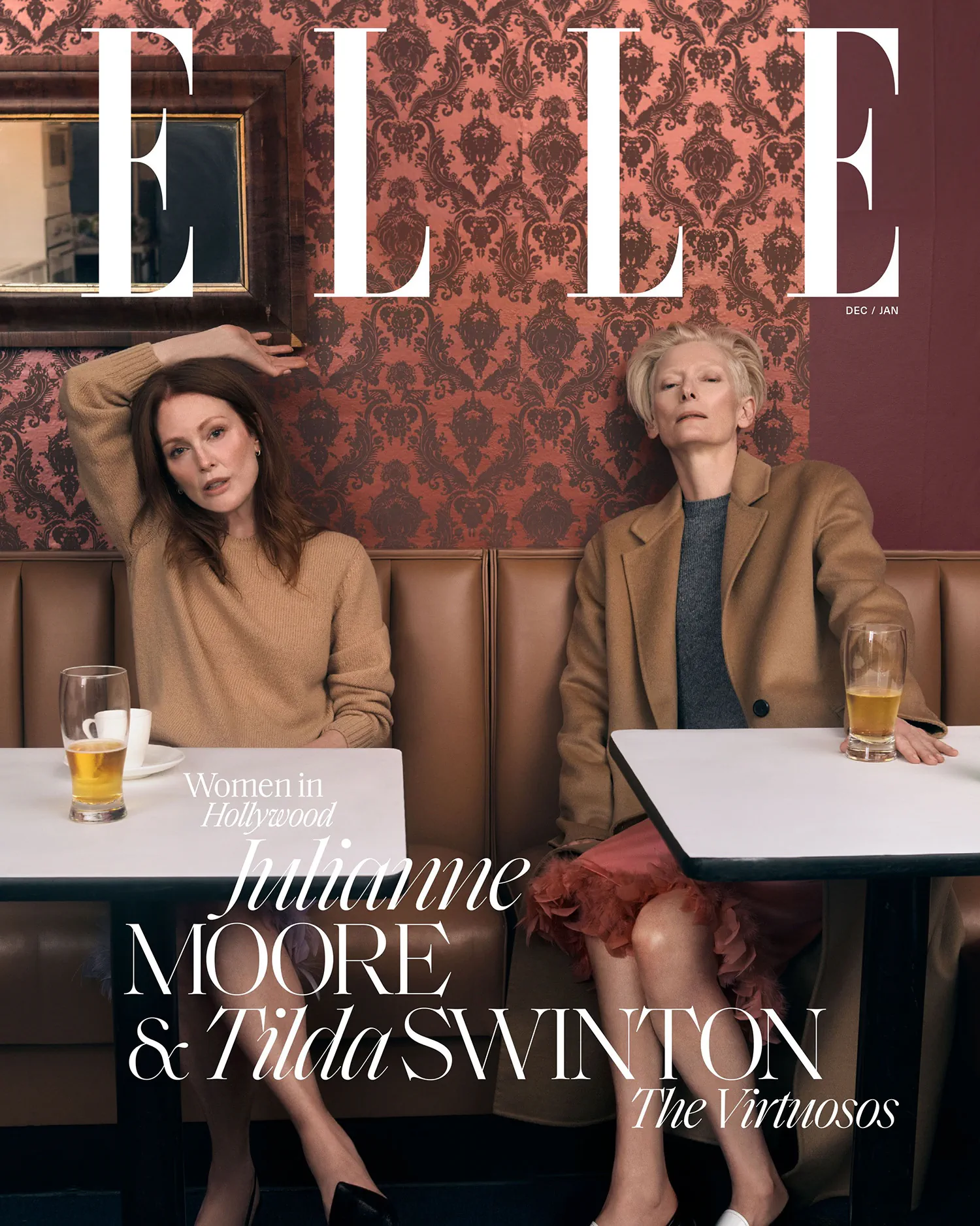 Julianne Moore and Tilda Swinton cover Elle US December 2024/January 2025 by Collier Schorr