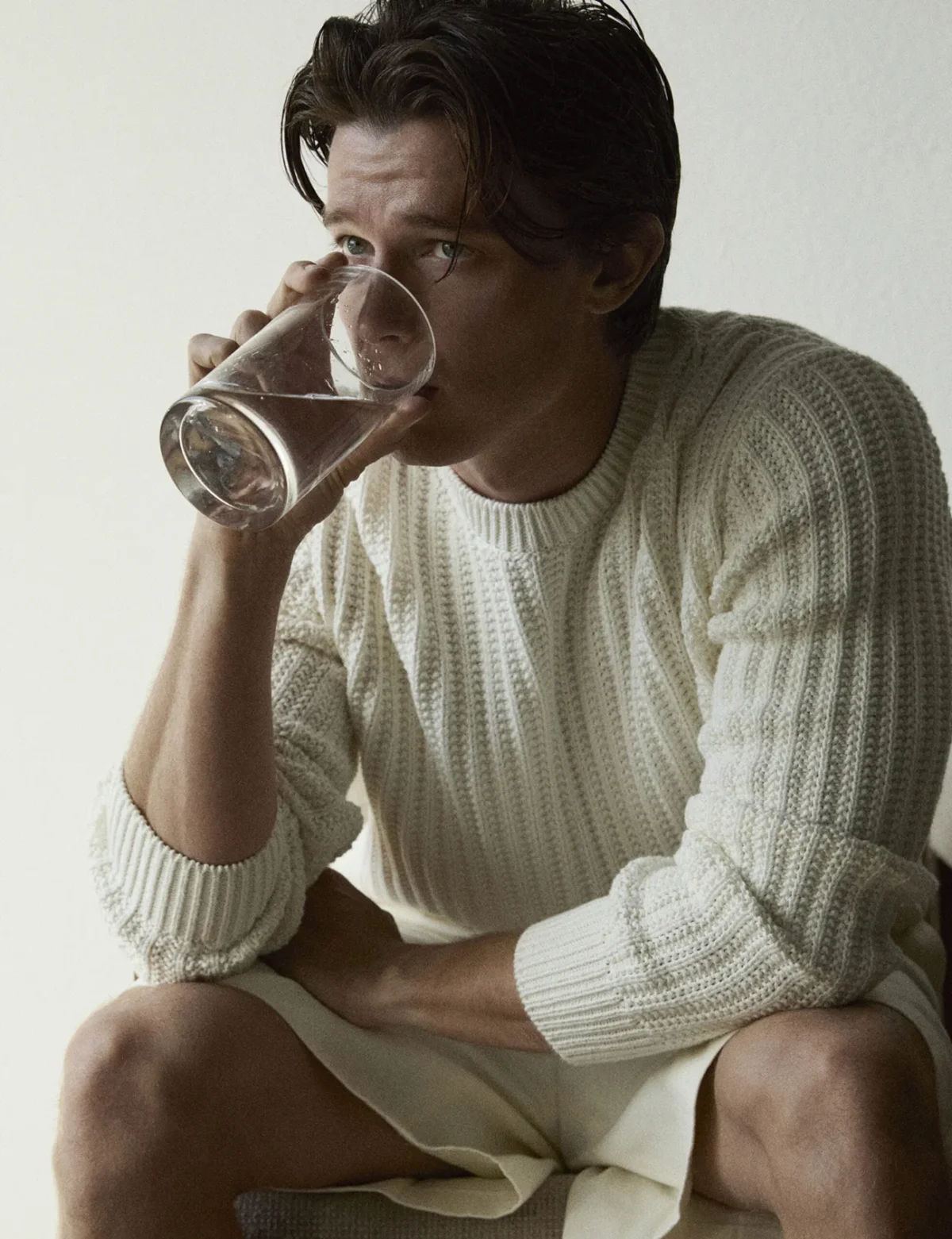 Patrick Schwarzenegger in Loro Piana on VMan Spring/Summer 2025 by Alvaro Beamud Cortes