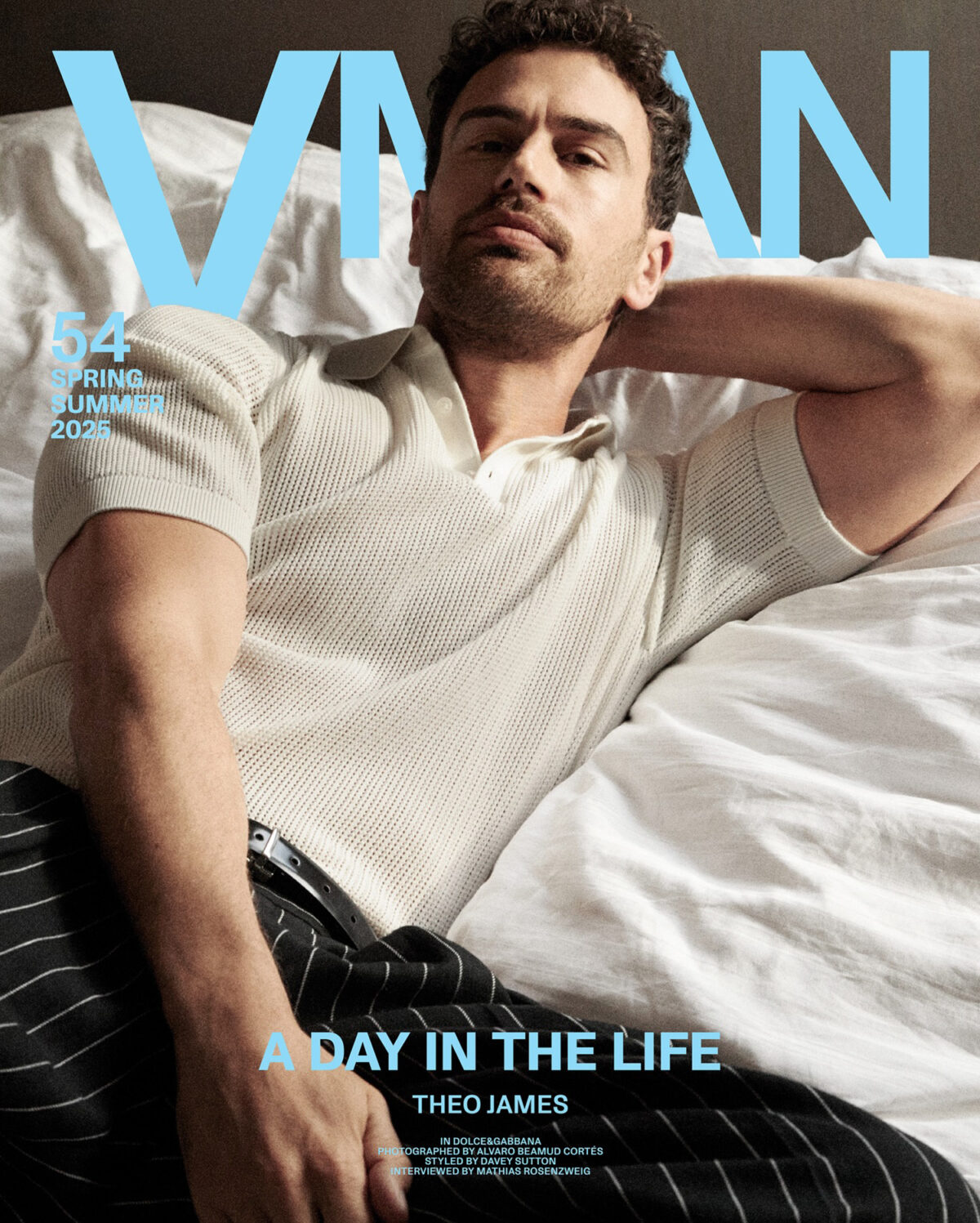 Theo James in Dolce & Gabbana on VMan Spring/Summer 2025 by Alvaro Beamud Cortes Theo James in Dolce & Gabbana on VMan Spring/Summer 2025 by Alvaro Beamud Cortes