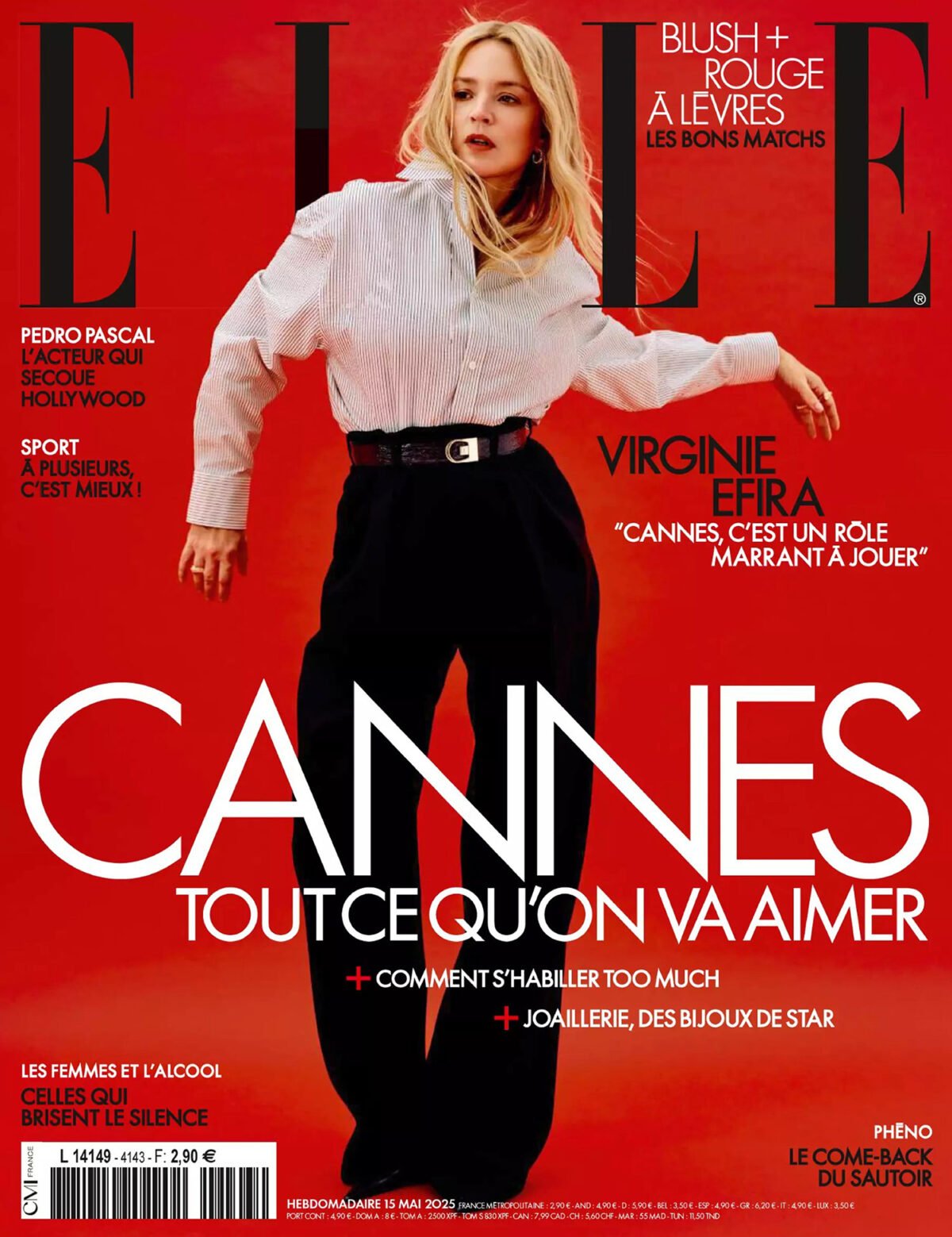 Virginie Efira in Saint Laurent on Elle France May 15th, 2025 by The Bardos