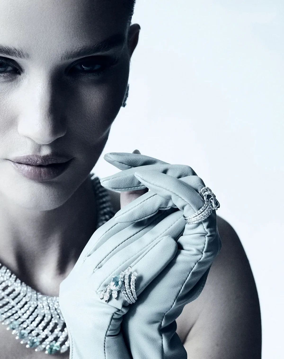 Rosie Huntington-Whiteley in Tiffany & Co. on Harper's Bazaar Taiwan June 2025 by David Roemer