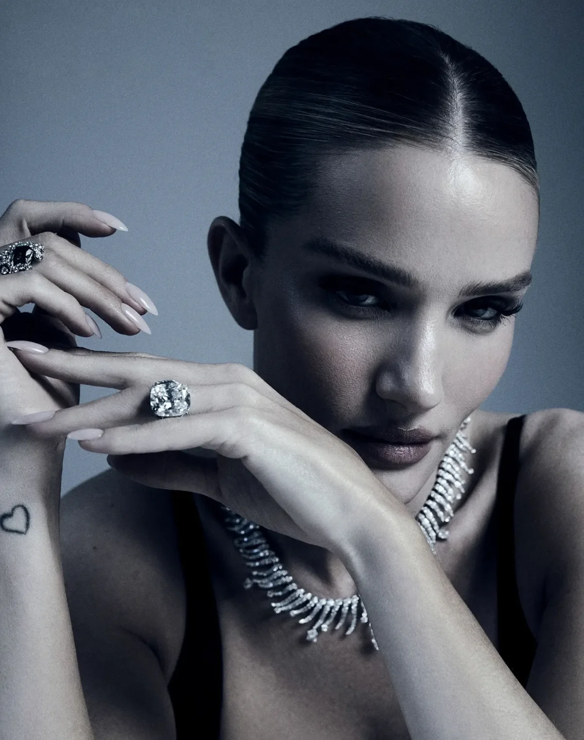 Rosie Huntington-Whiteley in Tiffany & Co. on Harper's Bazaar Taiwan June 2025 by David Roemer