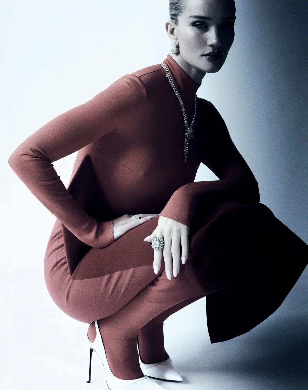 Rosie Huntington-Whiteley in Tiffany & Co. on Harper's Bazaar Taiwan June 2025 by David Roemer