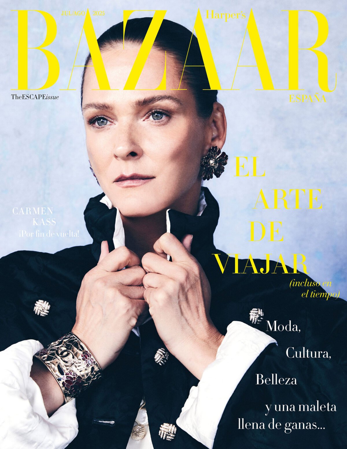Carmen Kass covers Harper’s Bazaar Spain July/August 2025 by Rocío Ramos