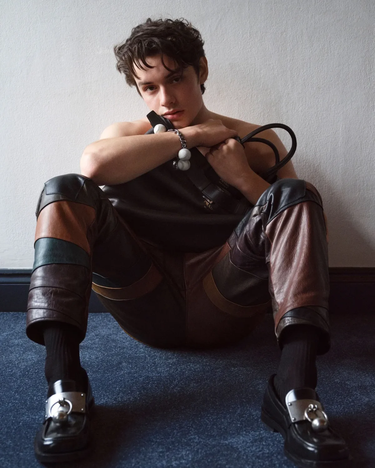 Louis Partridge in Prada on VMan Fall/Winter 2025 by Álvaro Beamud Cortés