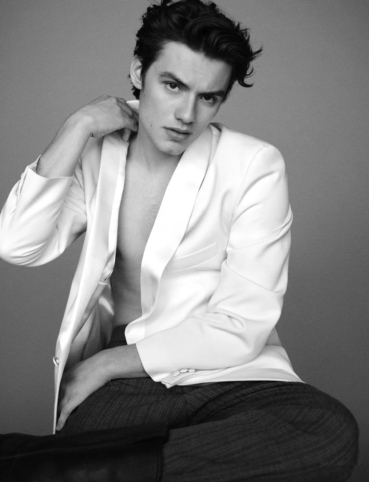 Louis Partridge in Prada on VMan Fall/Winter 2025 by Álvaro Beamud Cortés