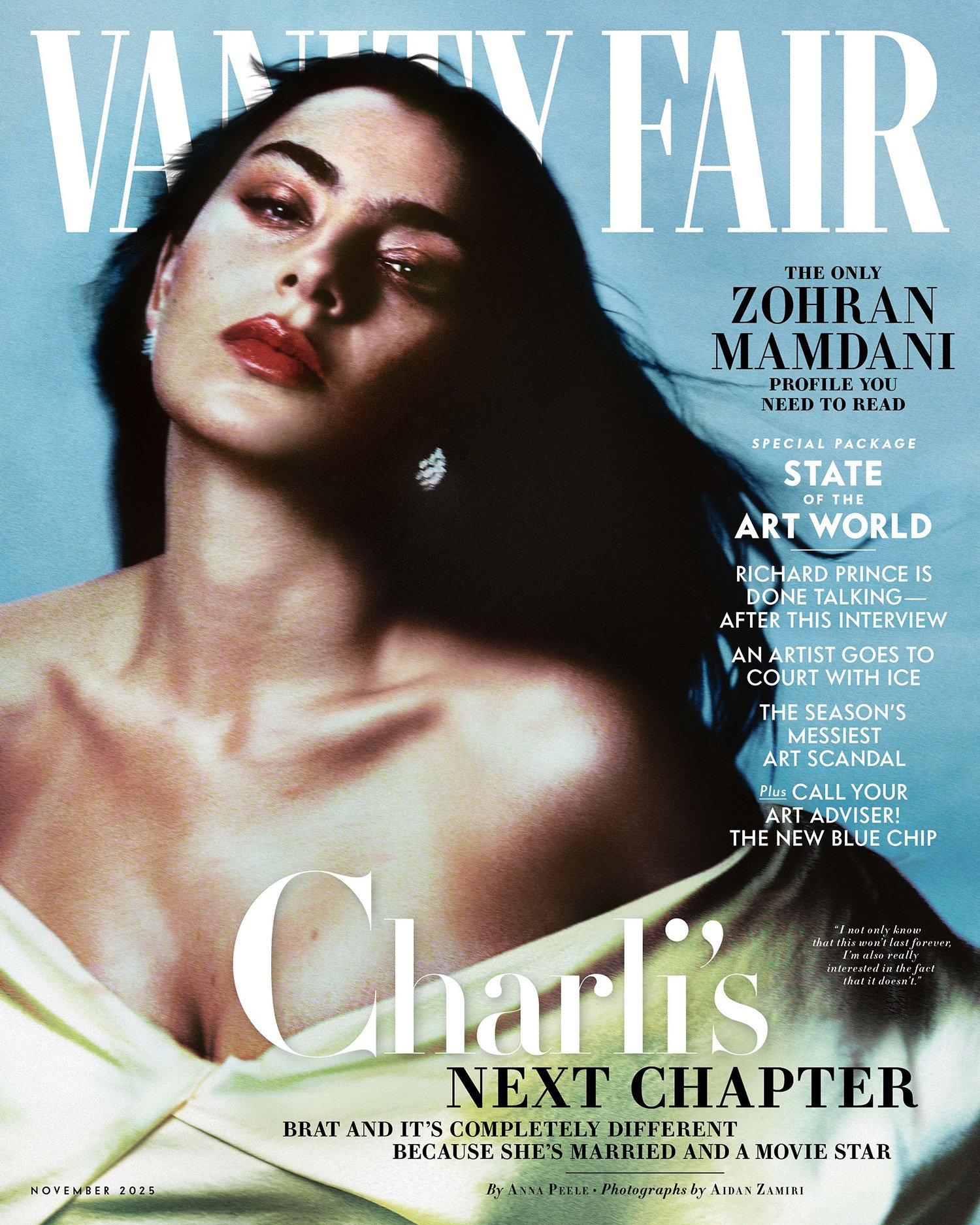 Charli XCX covers Vanity Fair November 2025 by Aidan Zamiri