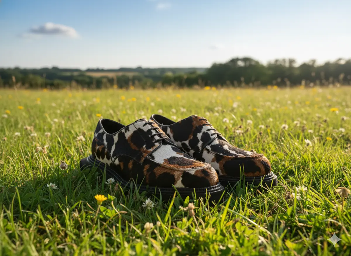 J.M. Weston x sacai return with a wild twist: cowhide, gold details, and oversized sole