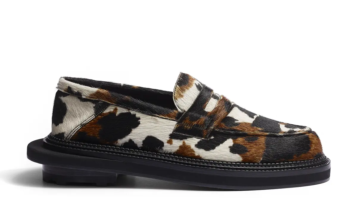 J.M. Weston x sacai return with a wild twist: cowhide, gold details, and oversized sole