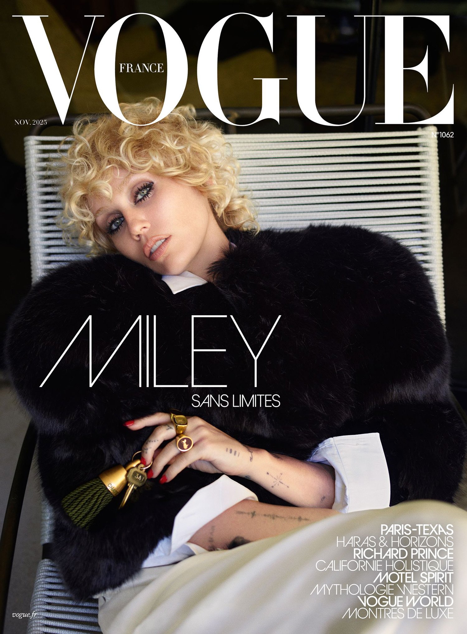 Miley Cyrus covers Vogue France November 2025 by Mario Sorrenti