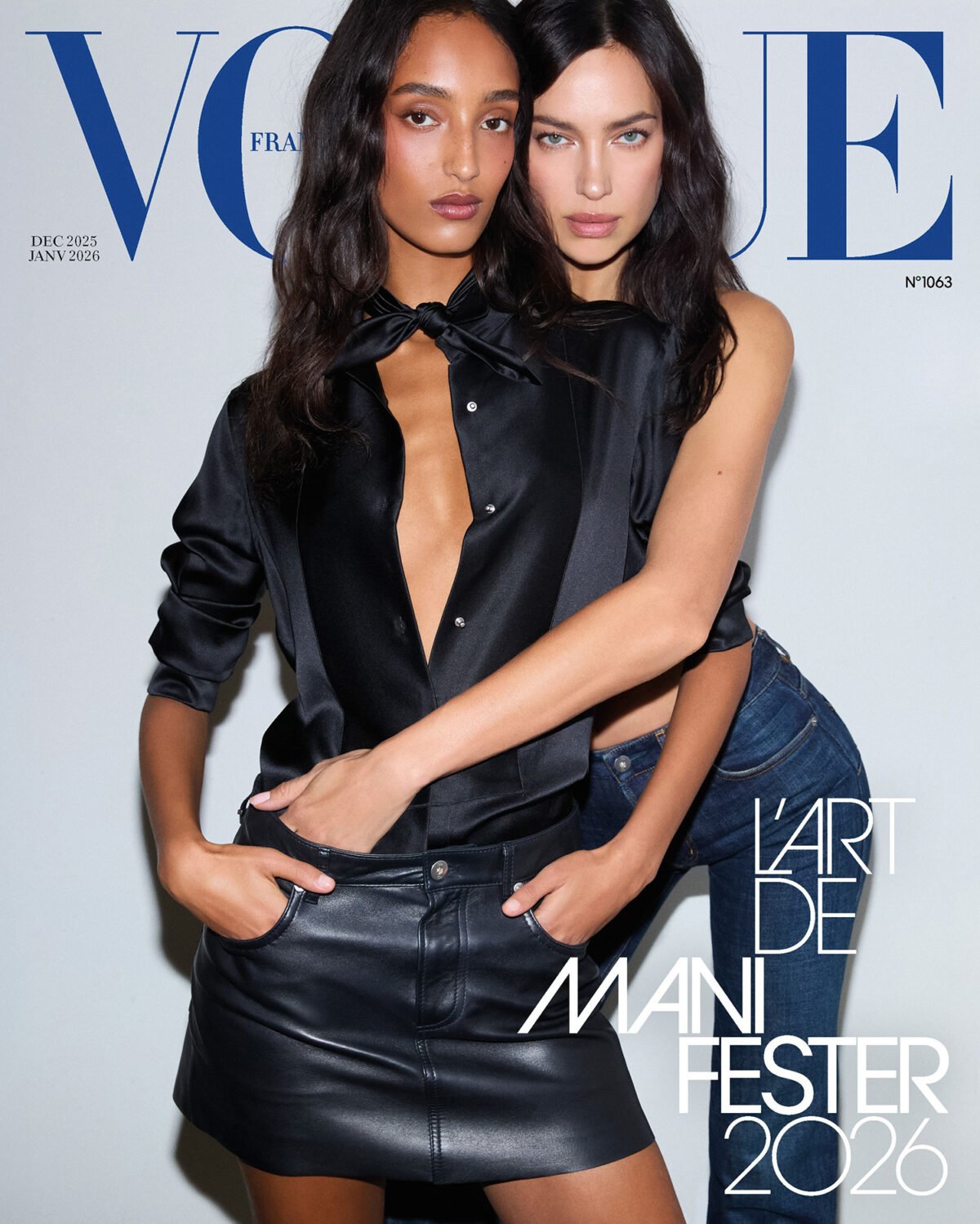 Mona Tougaard and Irina Shayk cover Vogue France December 2025/January 2026 by Carin Backoff