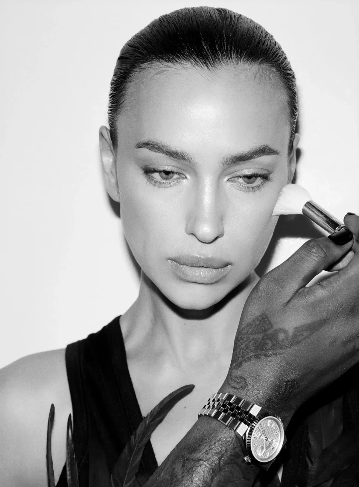 Mona Tougaard and Irina Shayk cover Vogue France December 2025/January 2026 by Carin Backoff