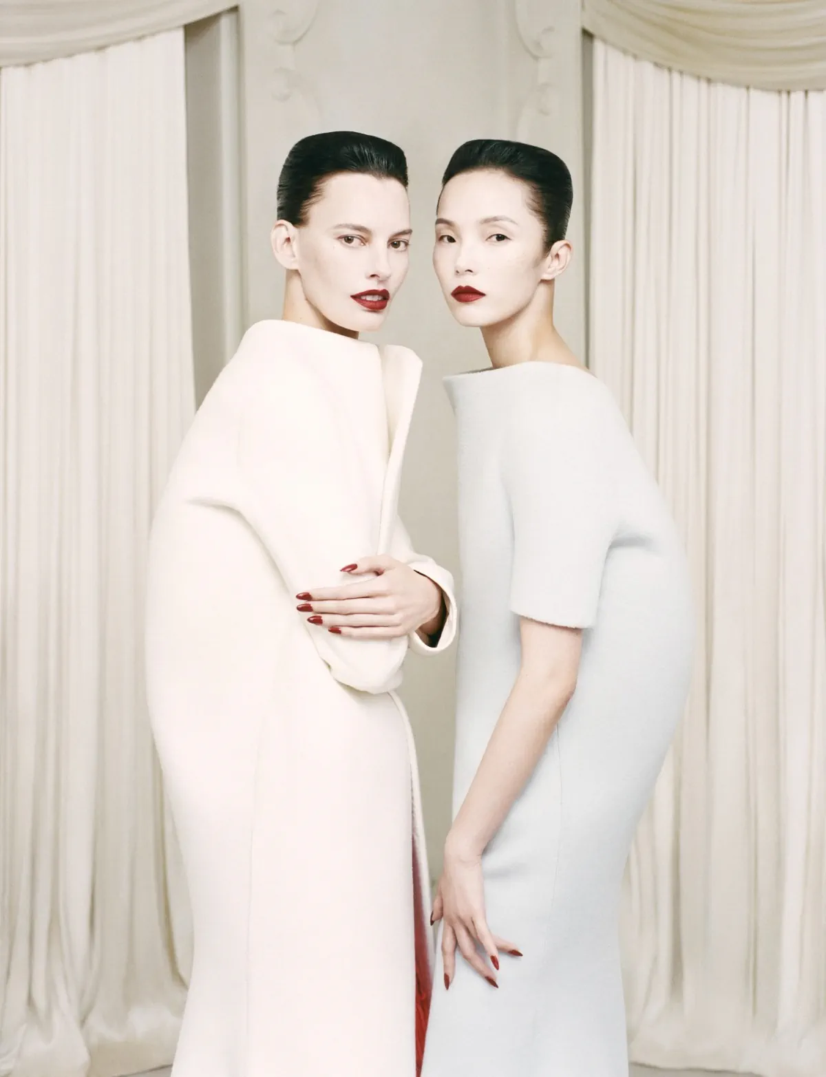 Amanda Murphy and Xiao Wen Ju in Balenciaga Haute Couture on AnOther China Edition Issue 001 by Bryce Anderson
