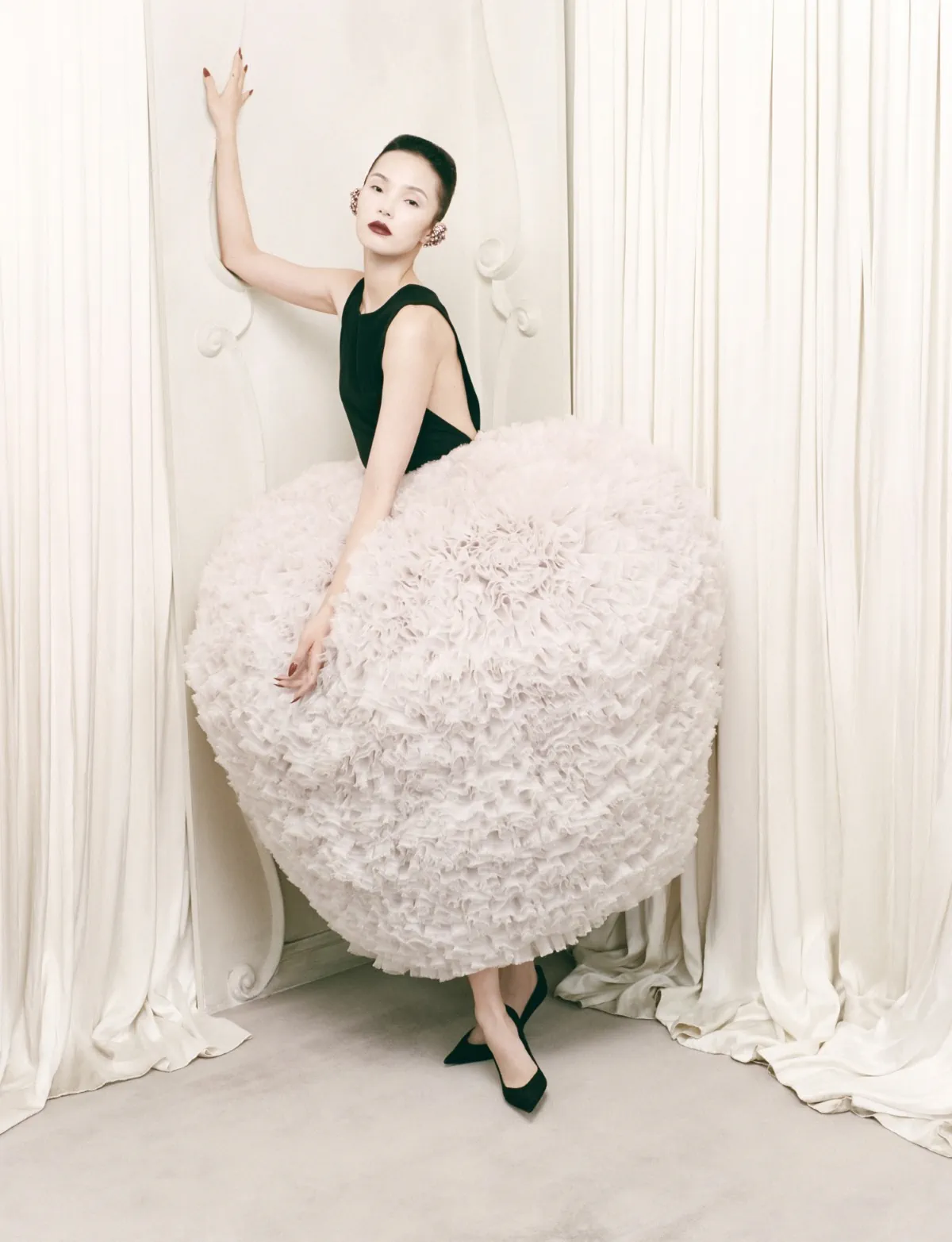 Amanda Murphy and Xiao Wen Ju in Balenciaga Haute Couture on AnOther China Edition Issue 001 by Bryce Anderson