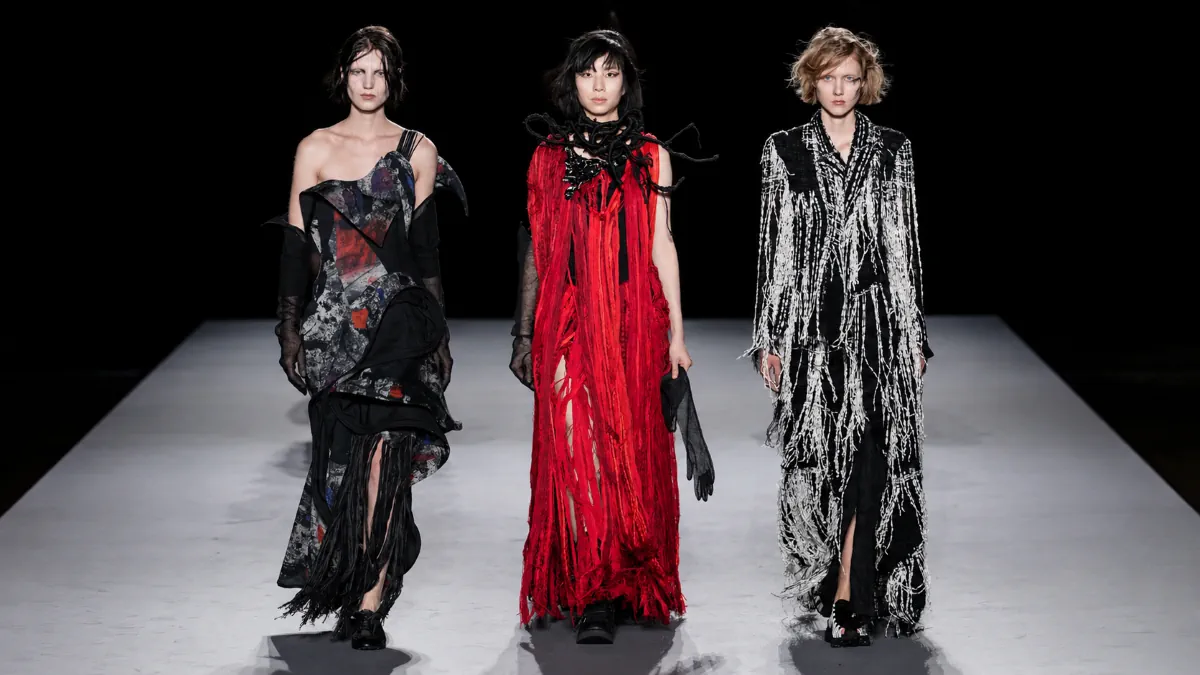 Yohji Yamamoto Spring 2027 finds form in fringes and unfinished structure Yohji Yamamoto Spring-Summer 2027 - Paris Fashion Week